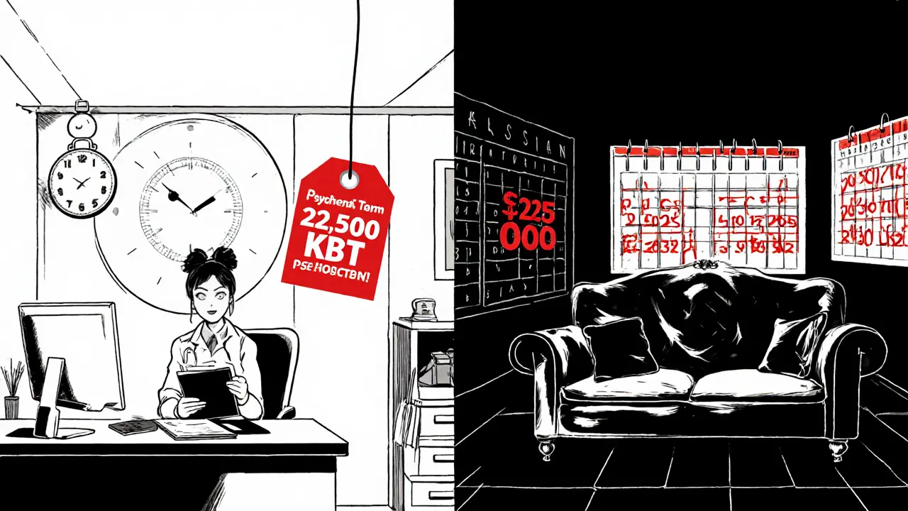 Rozdělený obrázek ukazující krátkodobou i dlouhodobou terapii s cenovými údaji.