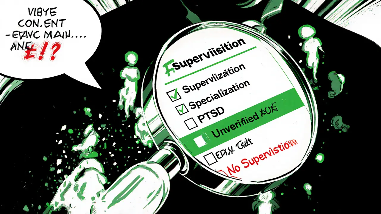 Lupou prozkoumávající profil terapeuta, který splňuje tři klíčové kritéria.