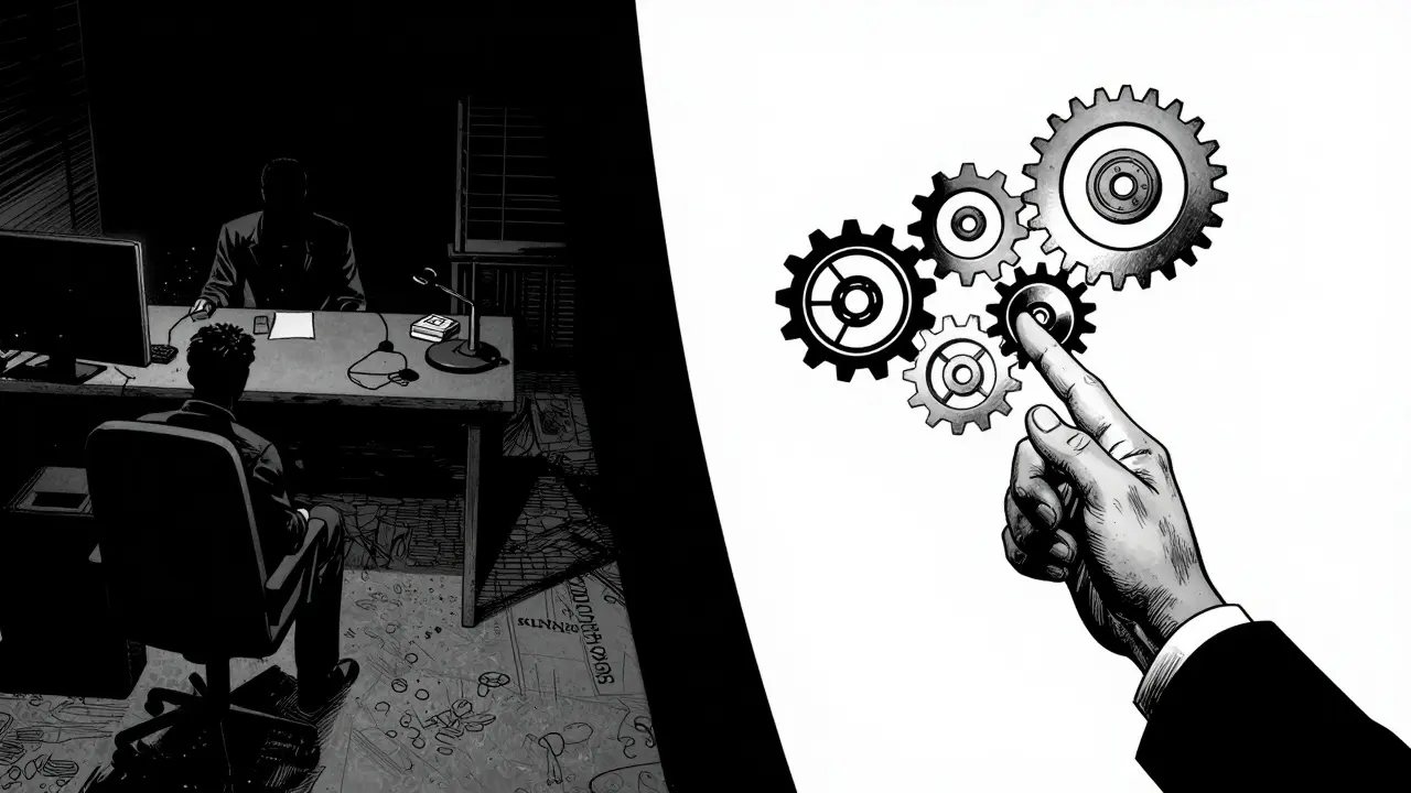 Kolačovité znázornění kognitivních filtrů v černobílém komiksovém stylu.