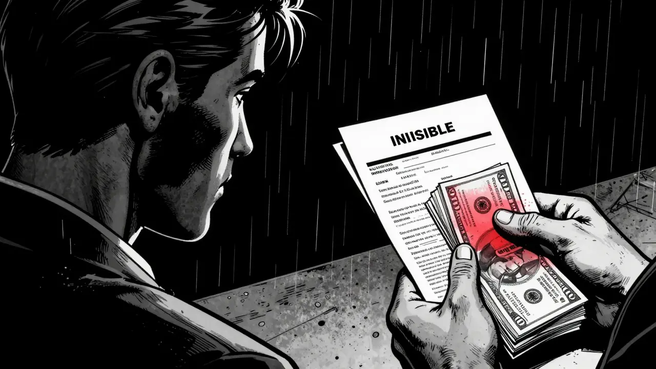 Kolaž znázornující kontrast mezi terapií a finančními dluhy v červeném akcentu.