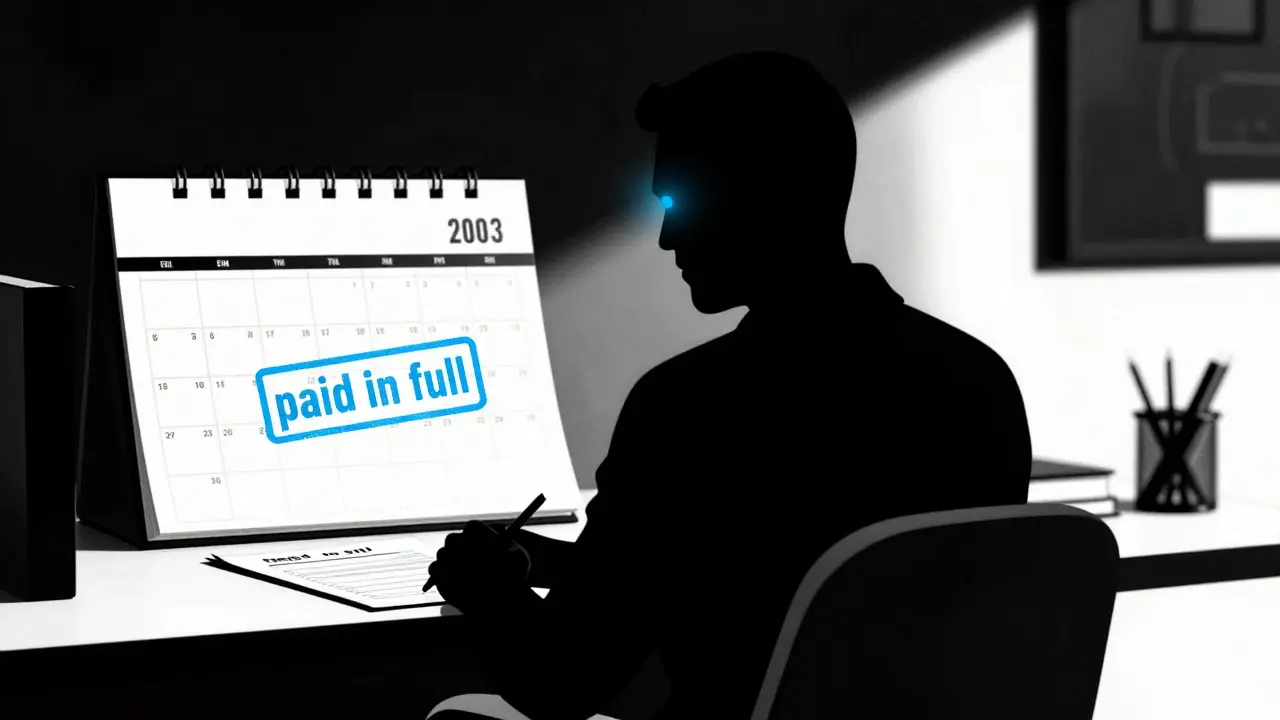 Silueta úspěšného terapeuta v kanceláři s modrým světlem a splaceným dluhem.