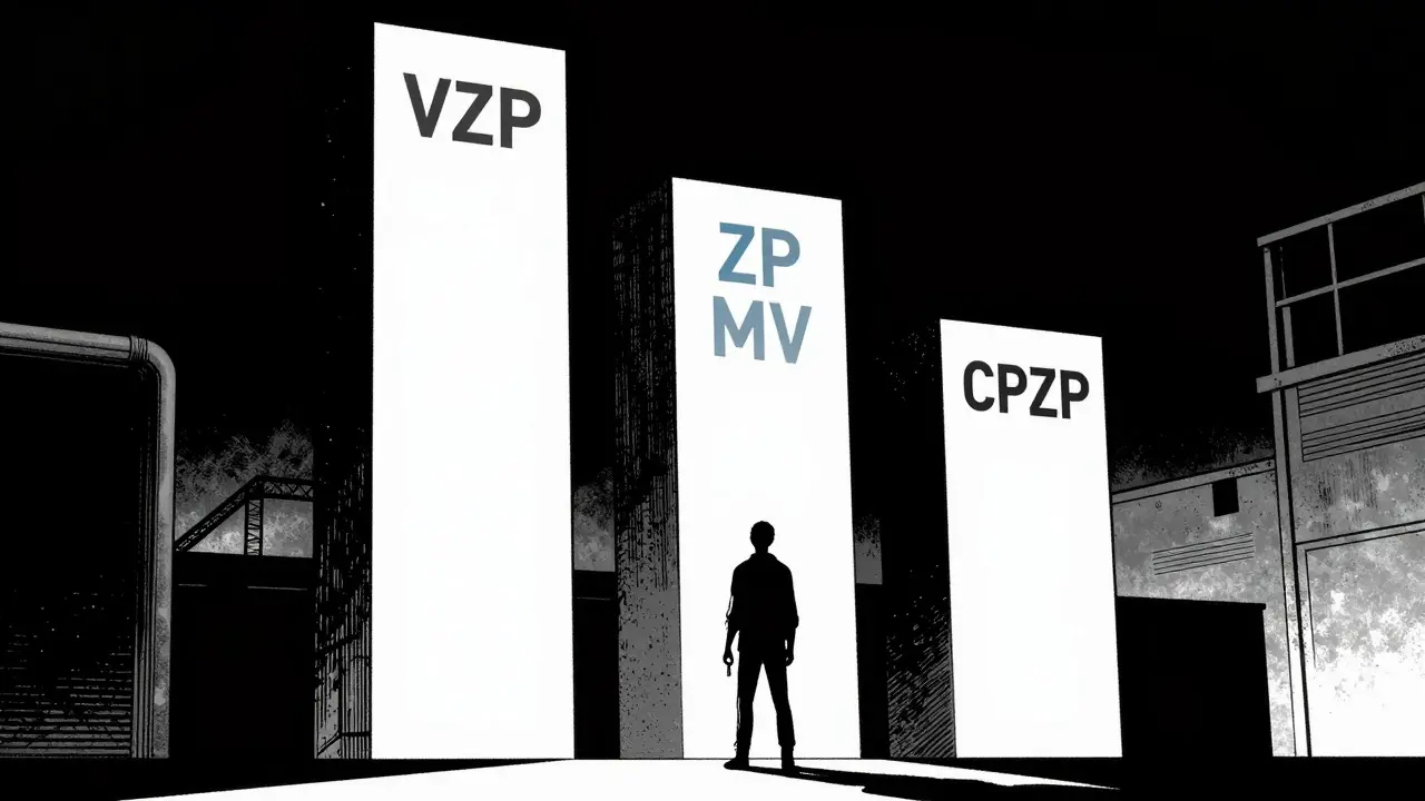 Abstraktní sloupy představující limity pojišťoven, černobílý komiks
