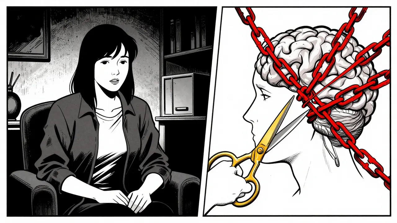 Abstraktní znázornění přerušování starých vzorců chování v komiksovém stylu