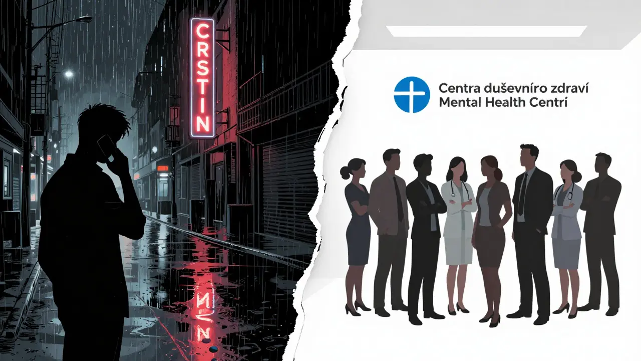 Kontrast mezi krizovou linkou a centrem duševního zdraví