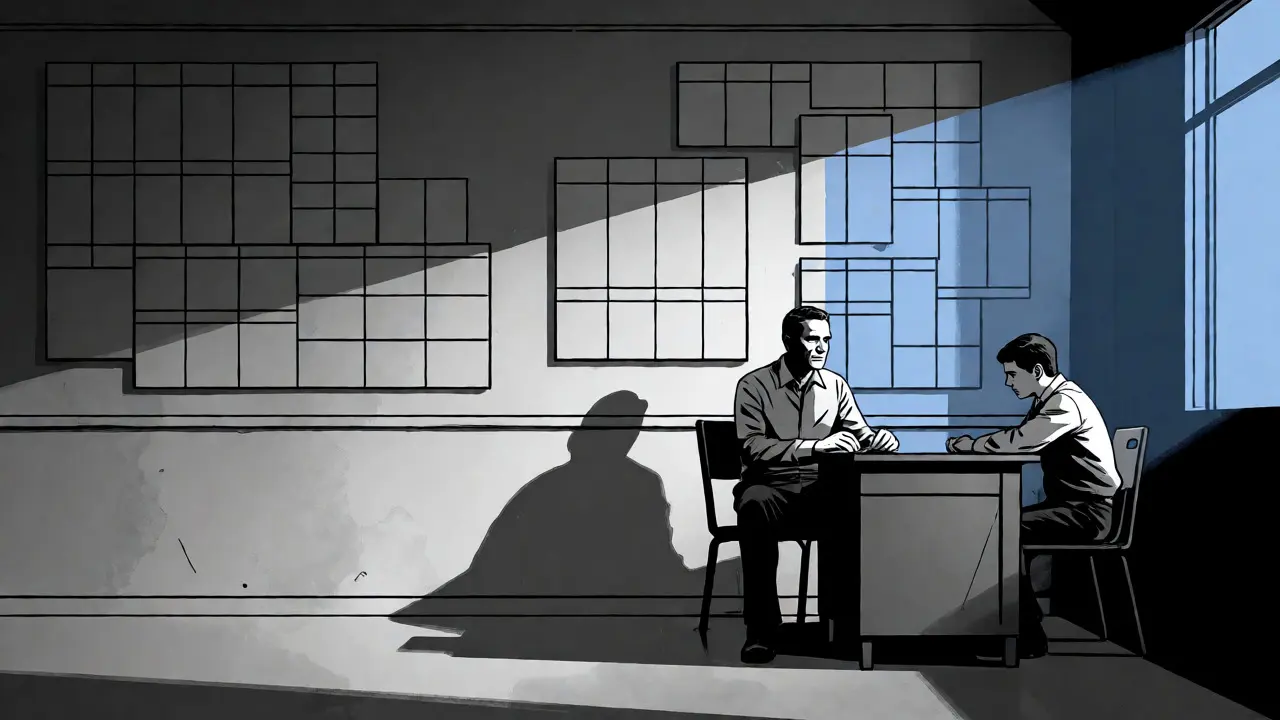 Klidná speciální třída s učitelem ve stylu noir