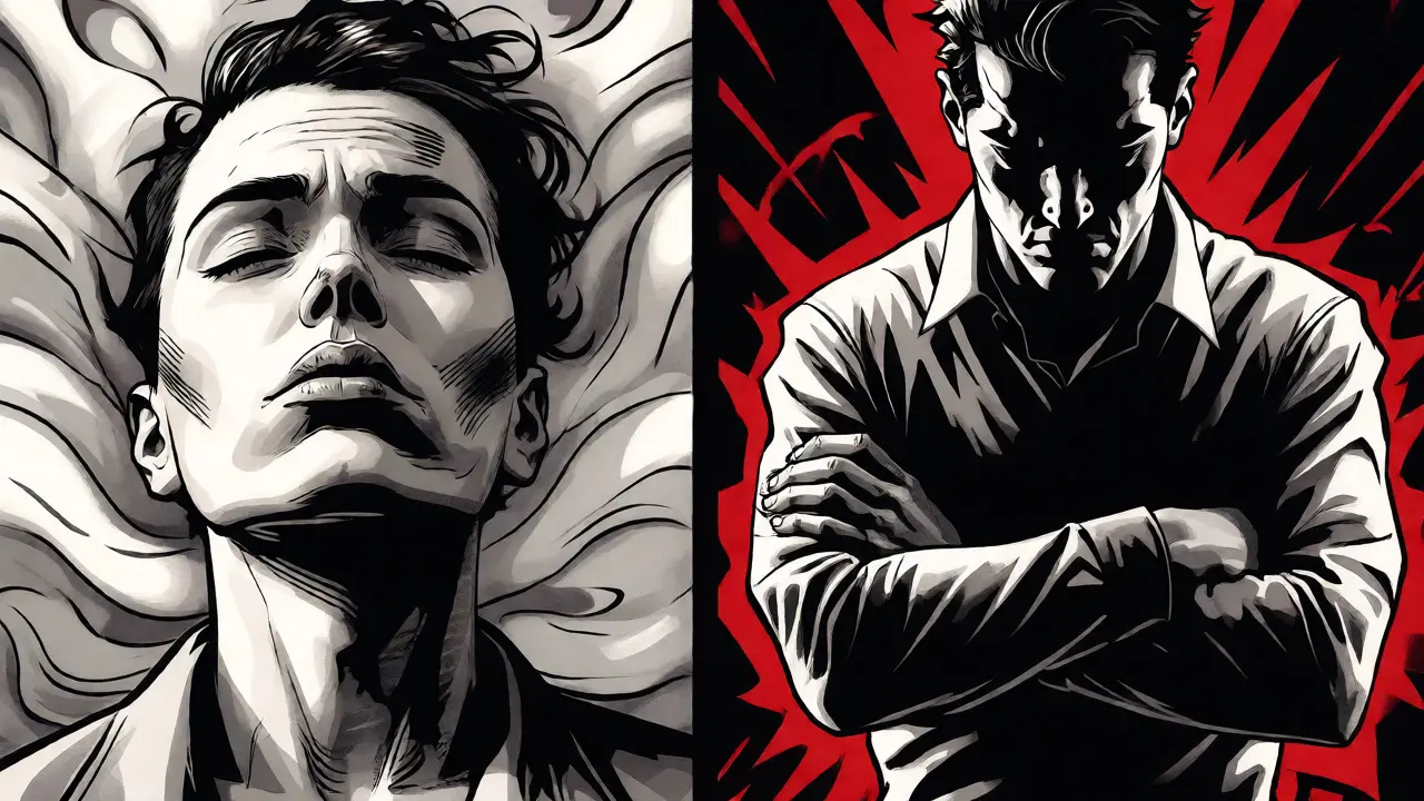 Kontrastní ilustrace plodného a obranného ticha v komiksovém stylu